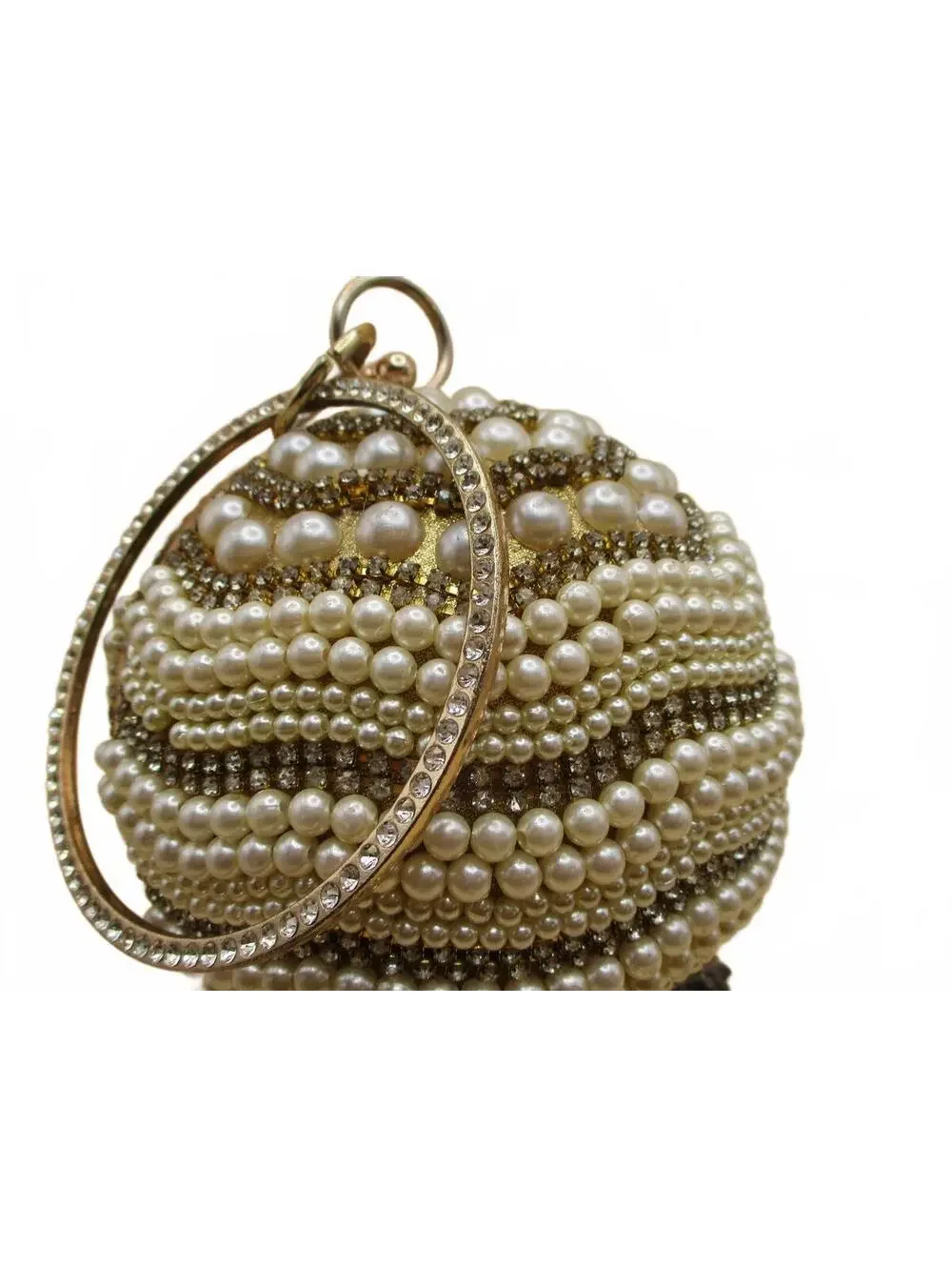 Vintage Pearl Cage Spherical Evening Bag Tassel Fringe Clutch Flawed